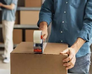 Delivery employees working together