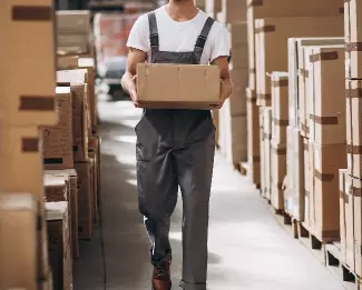 Man working warehouse with boxes